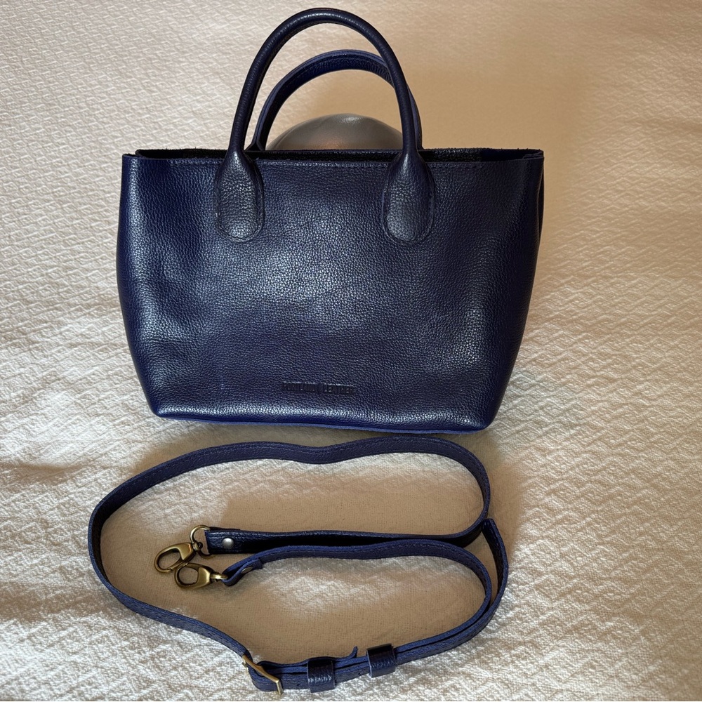 Portland Leather Raindrop Tote – Navy